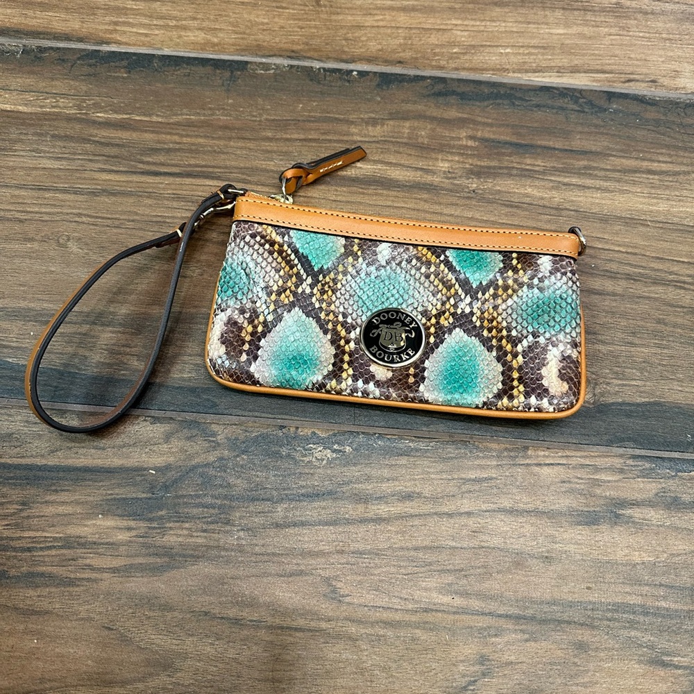 Dooney & Bourke Teal Snake Print Wristlet